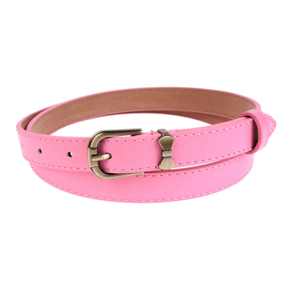 Women's Shiny Faux Leather Belt | Bow Buckle Thin Waist Accessory
