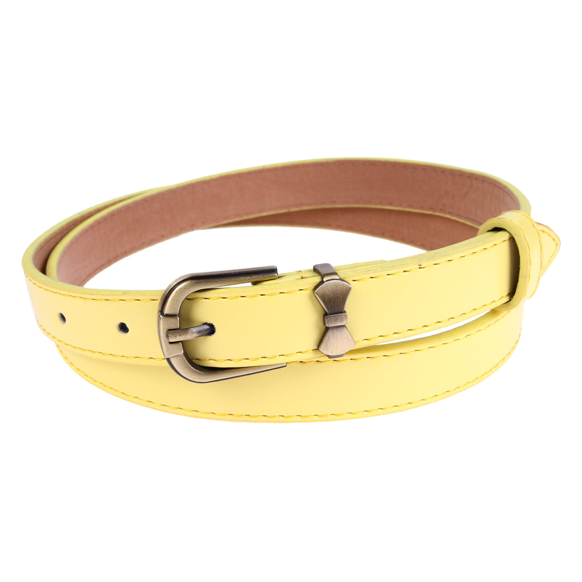 Women's Shiny Faux Leather Belt | Bow Buckle Thin Waist Accessory