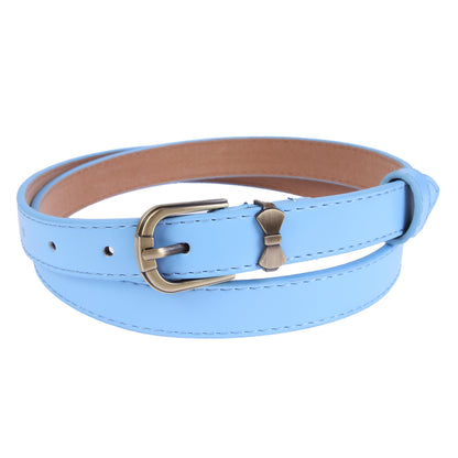Women's Shiny Faux Leather Belt | Bow Buckle Thin Waist Accessory