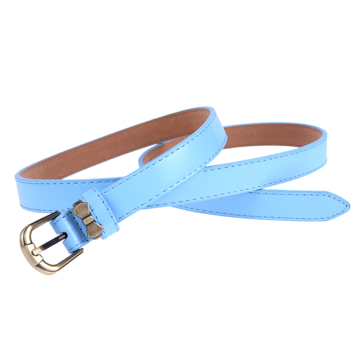 Women's Shiny Faux Leather Belt | Bow Buckle Thin Waist Accessory