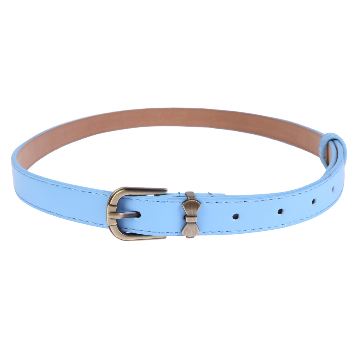 Women's Shiny Faux Leather Belt | Bow Buckle Thin Waist Accessory