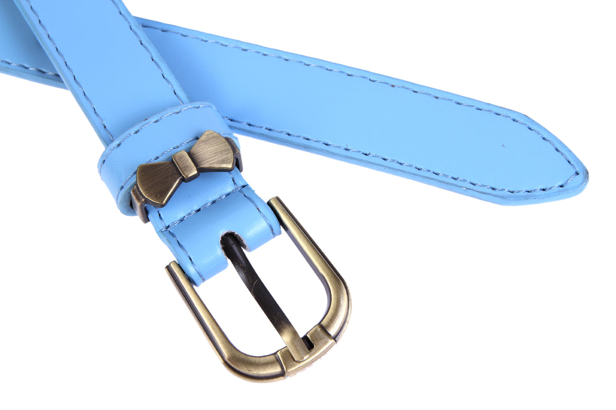 Women's Shiny Faux Leather Belt | Bow Buckle Thin Waist Accessory