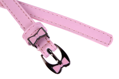 Women's Thin Faux Leather Belt | Shiny Bow Buckle