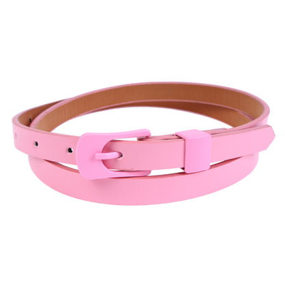 Skinny Faux Leather Belt for Women, Multi-Color Fashion Waist Belt