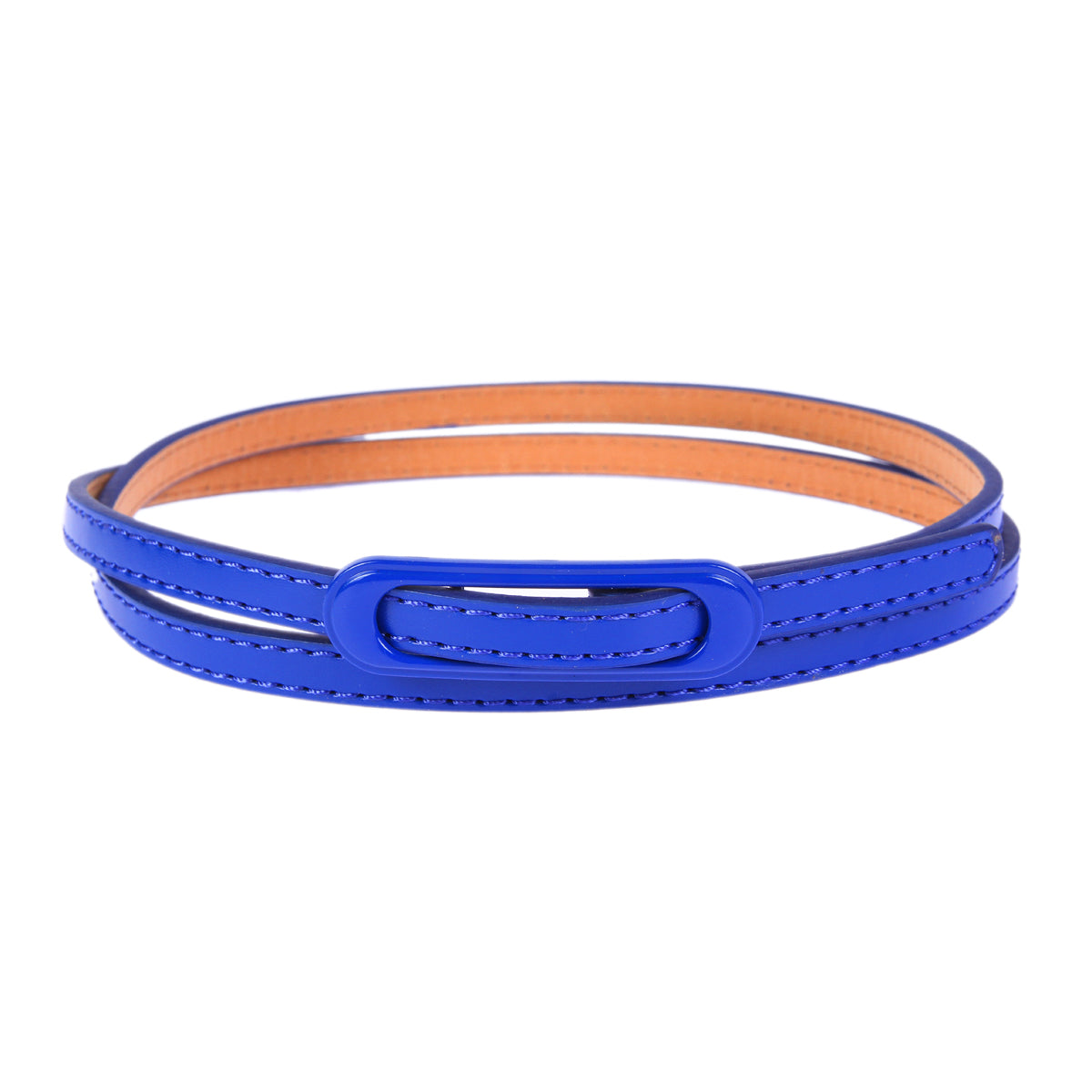 Skinny Faux Leather Belt with Oval Buckle, Women's Fashion Waist Belt
