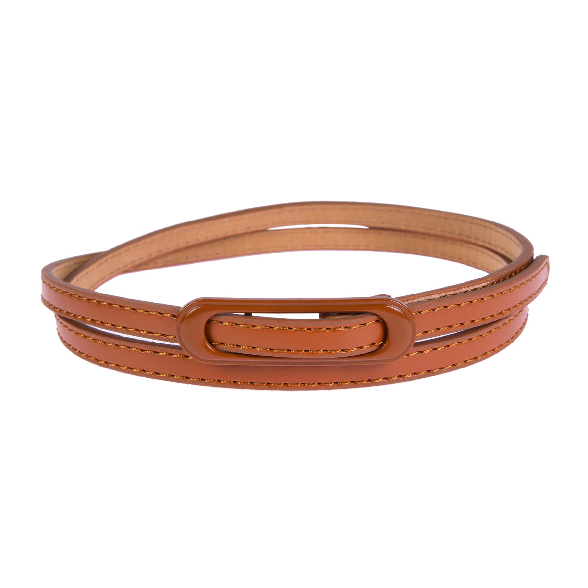 Skinny Faux Leather Belt with Oval Buckle, Women's Fashion Waist Belt