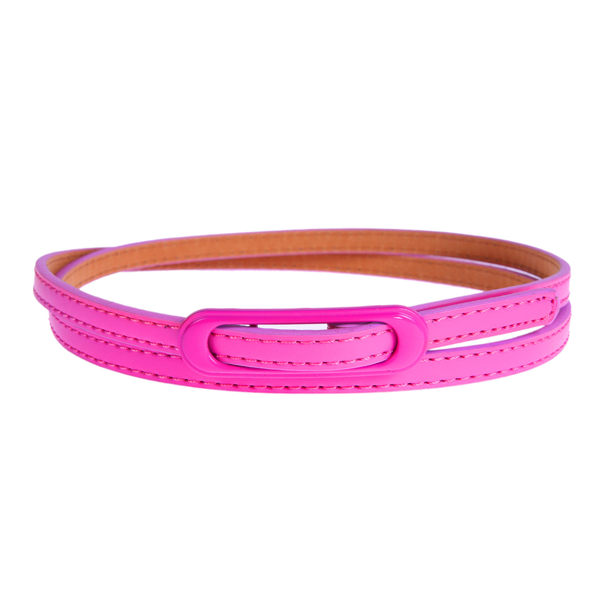 Skinny Faux Leather Belt with Oval Buckle, Women's Fashion Waist Belt