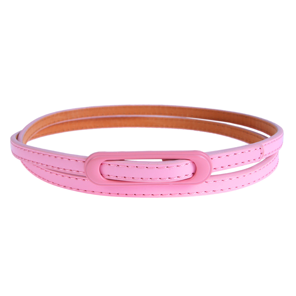 Skinny Faux Leather Belt with Oval Buckle, Women's Fashion Waist Belt