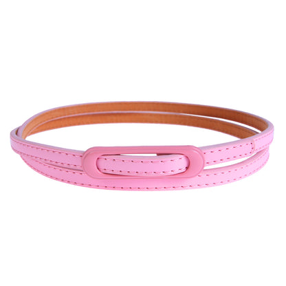 Skinny Faux Leather Belt with Oval Buckle, Women's Fashion Waist Belt