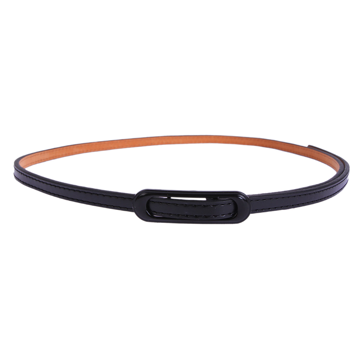 Skinny Faux Leather Belt with Oval Buckle, Women's Fashion Waist Belt