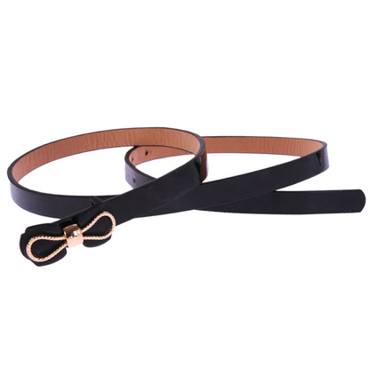 Bow Decor Skinny Faux Leather Belt, Women's Fashion Waist Belt with Gold-Tone Accent
