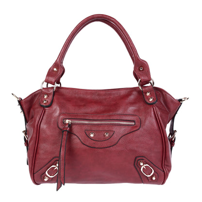 Vintage Punk PU Leather 2-Way Tote Crossbody Bag for Women