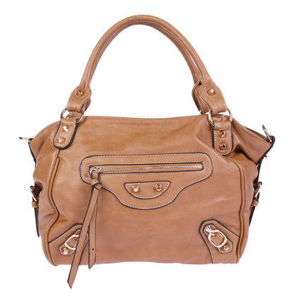 Vintage Punk PU Leather 2-Way Tote Crossbody Bag for Women