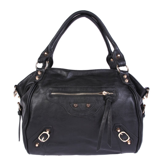 Vintage Punk PU Leather 2-Way Tote Crossbody Bag for Women