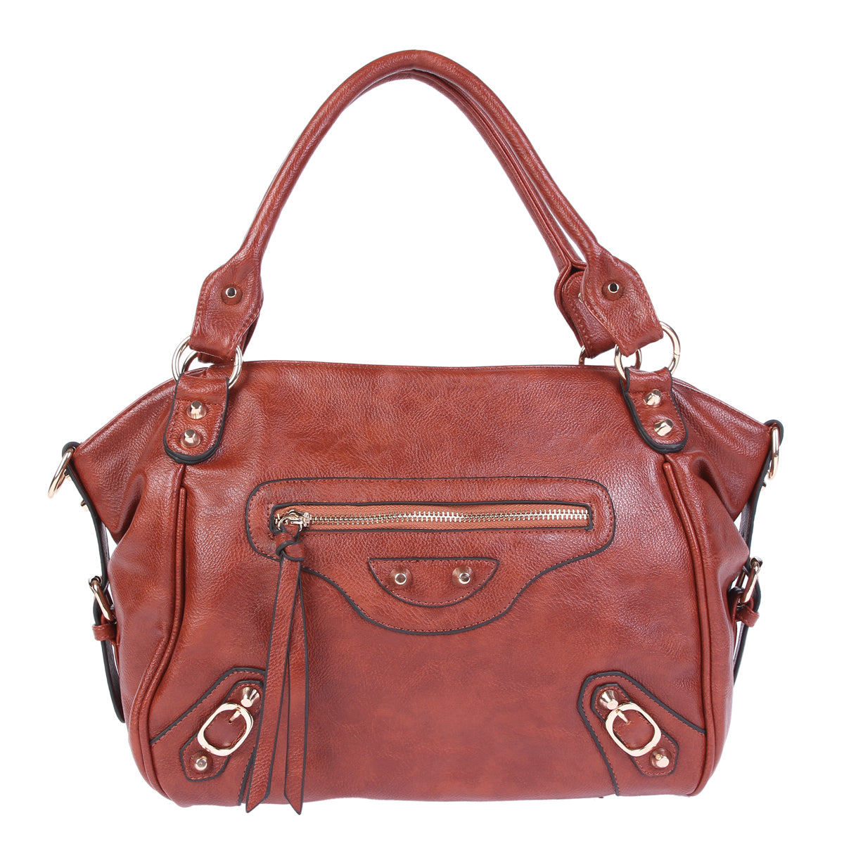 Vintage Punk PU Leather 2-Way Tote Crossbody Bag for Women