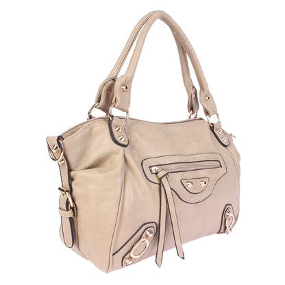 Vintage Punk PU Leather 2-Way Tote Crossbody Bag for Women