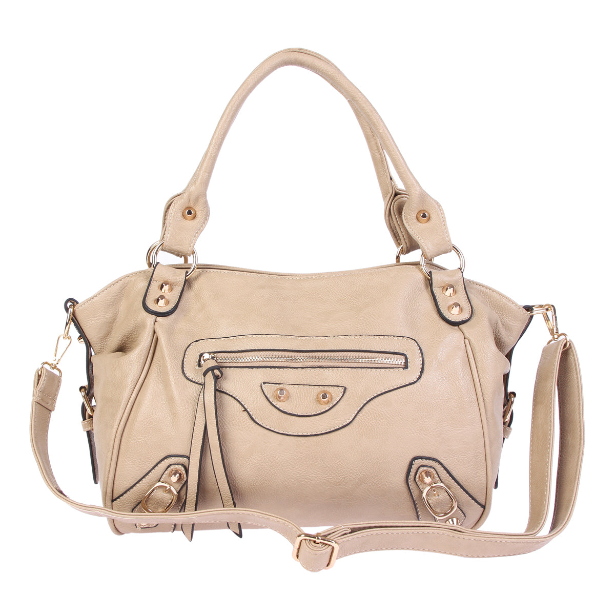 Vintage Punk PU Leather 2-Way Tote Crossbody Bag for Women