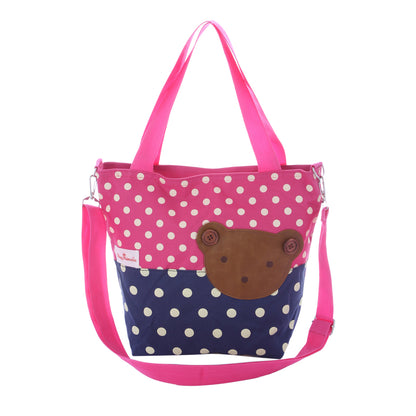 Canvas Tote Bag - Reusable Shopping Shoulder Bag with Bear Design