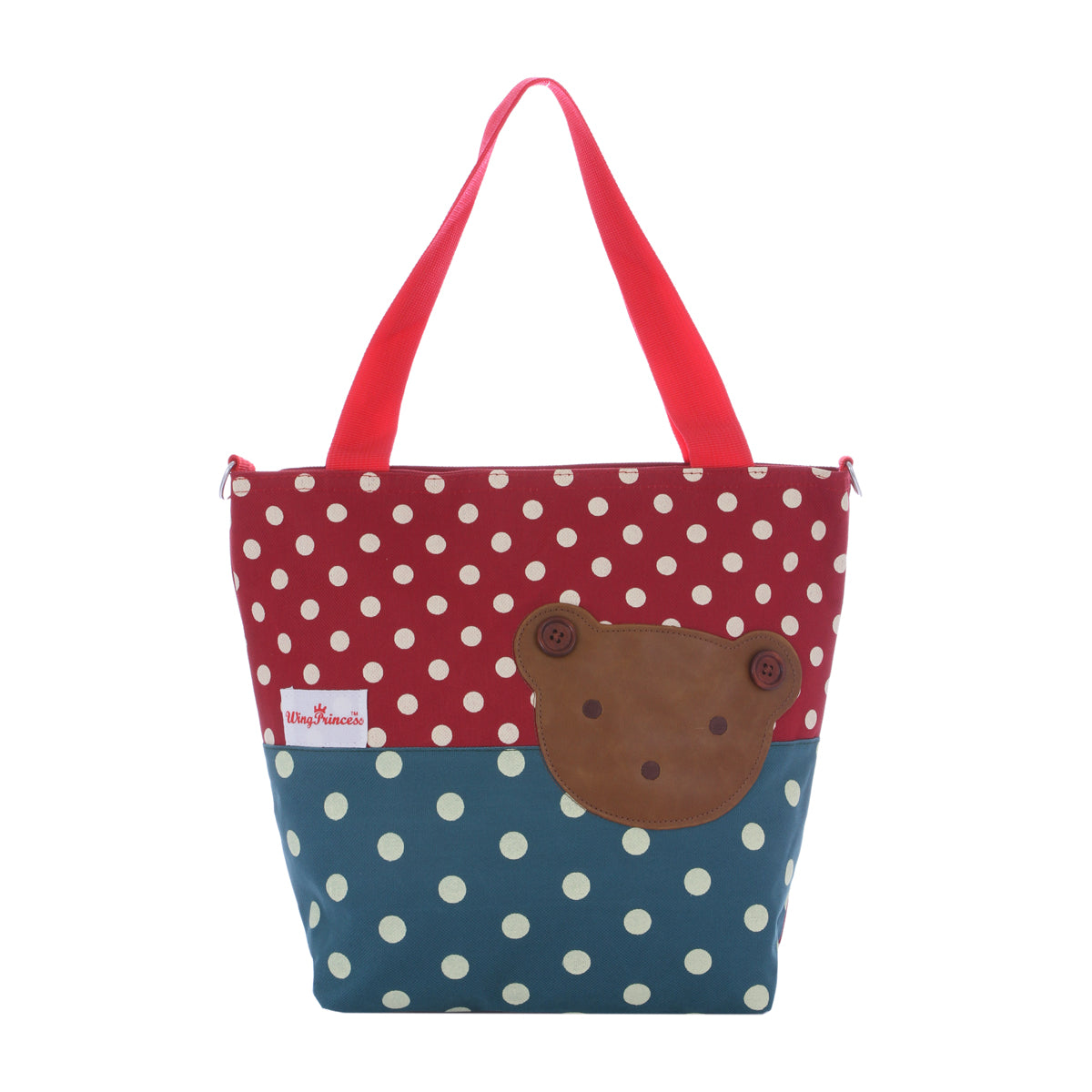 Canvas Tote Bag - Reusable Shopping Shoulder Bag with Bear Design