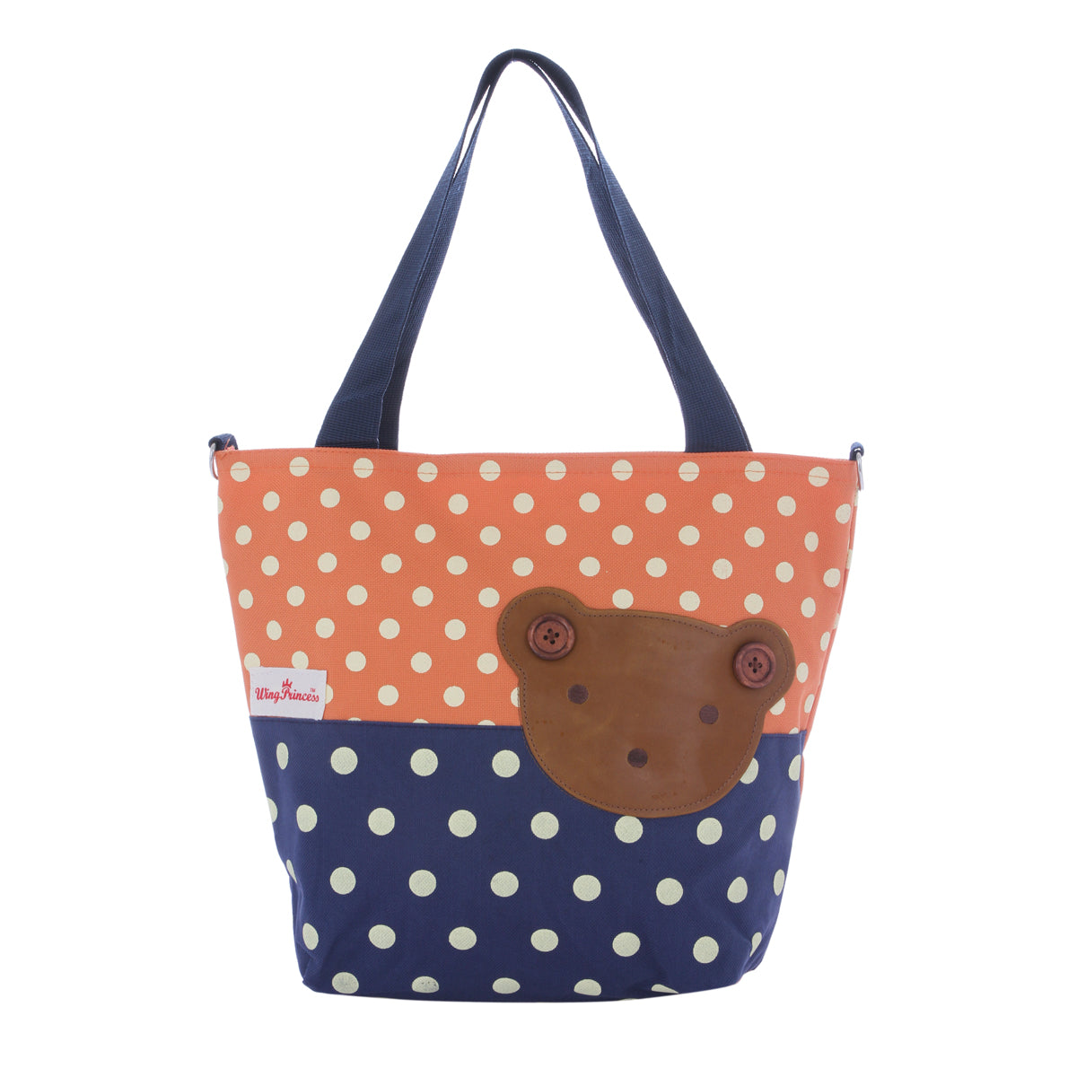 Canvas Tote Bag - Reusable Shopping Shoulder Bag with Bear Design