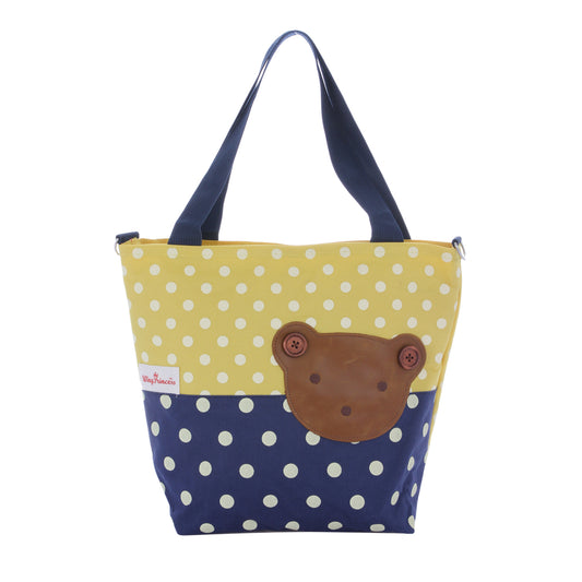 Canvas Tote Bag - Reusable Shopping Shoulder Bag with Bear Design
