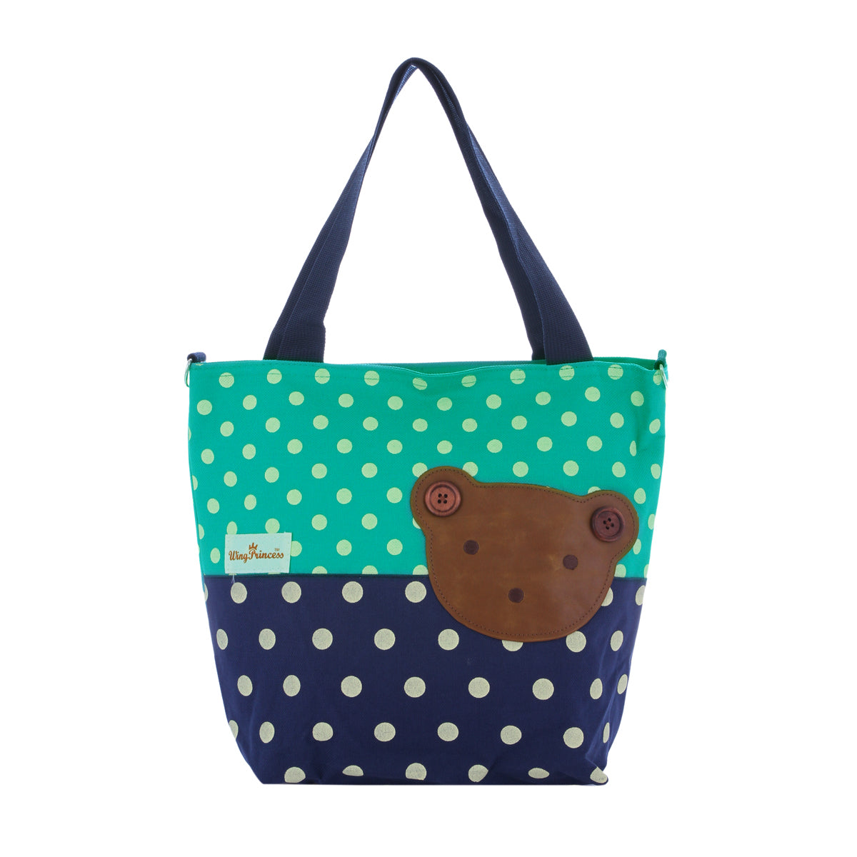 Canvas Tote Bag - Reusable Shopping Shoulder Bag with Bear Design