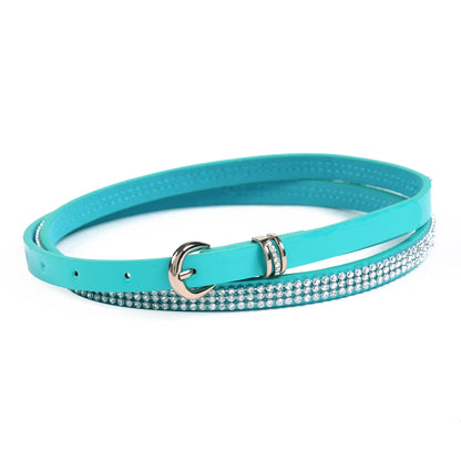 Faux Leather Rhinestone Belt for Women
