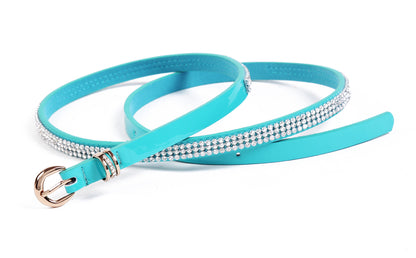 Faux Leather Rhinestone Belt for Women