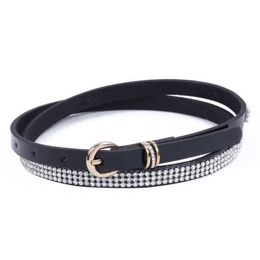 Faux Leather Rhinestone Belt for Women