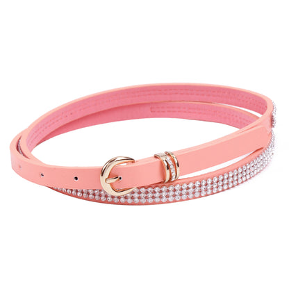 Faux Leather Rhinestone Belt for Women