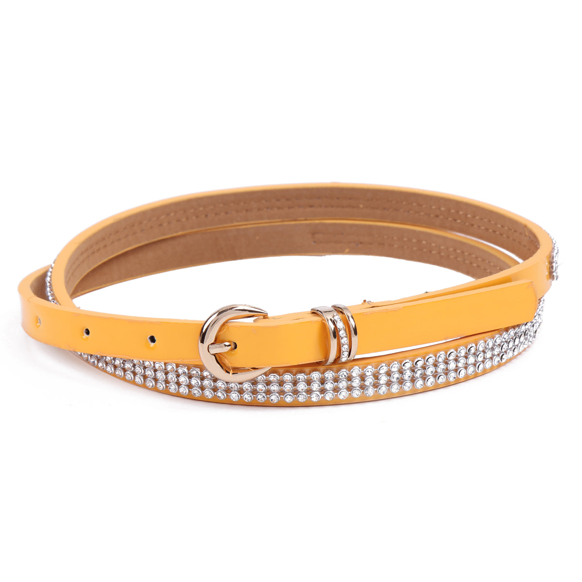 Faux Leather Rhinestone Belt for Women