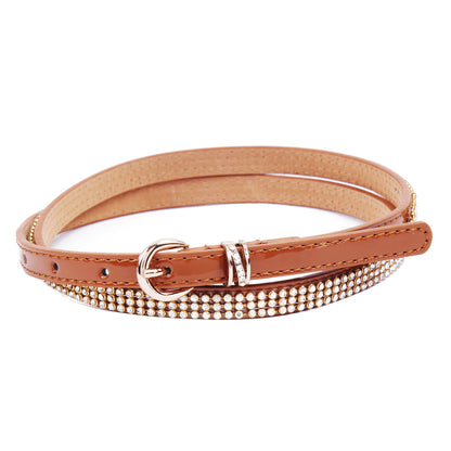 Faux Leather Rhinestone Belt for Women