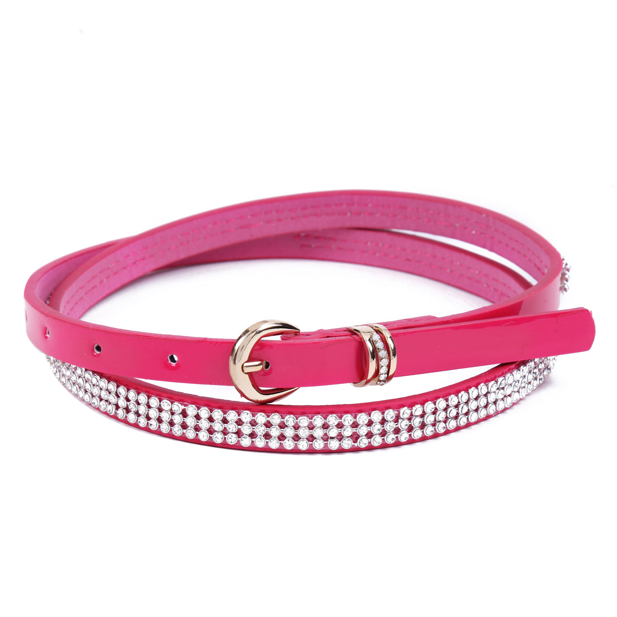 Faux Leather Rhinestone Belt for Women