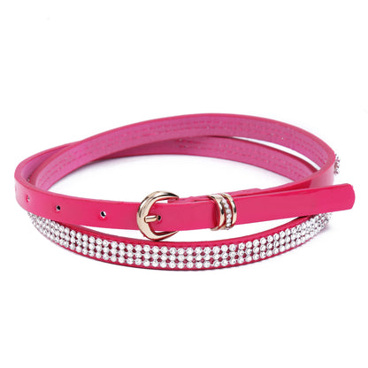 Faux Leather Rhinestone Belt for Women