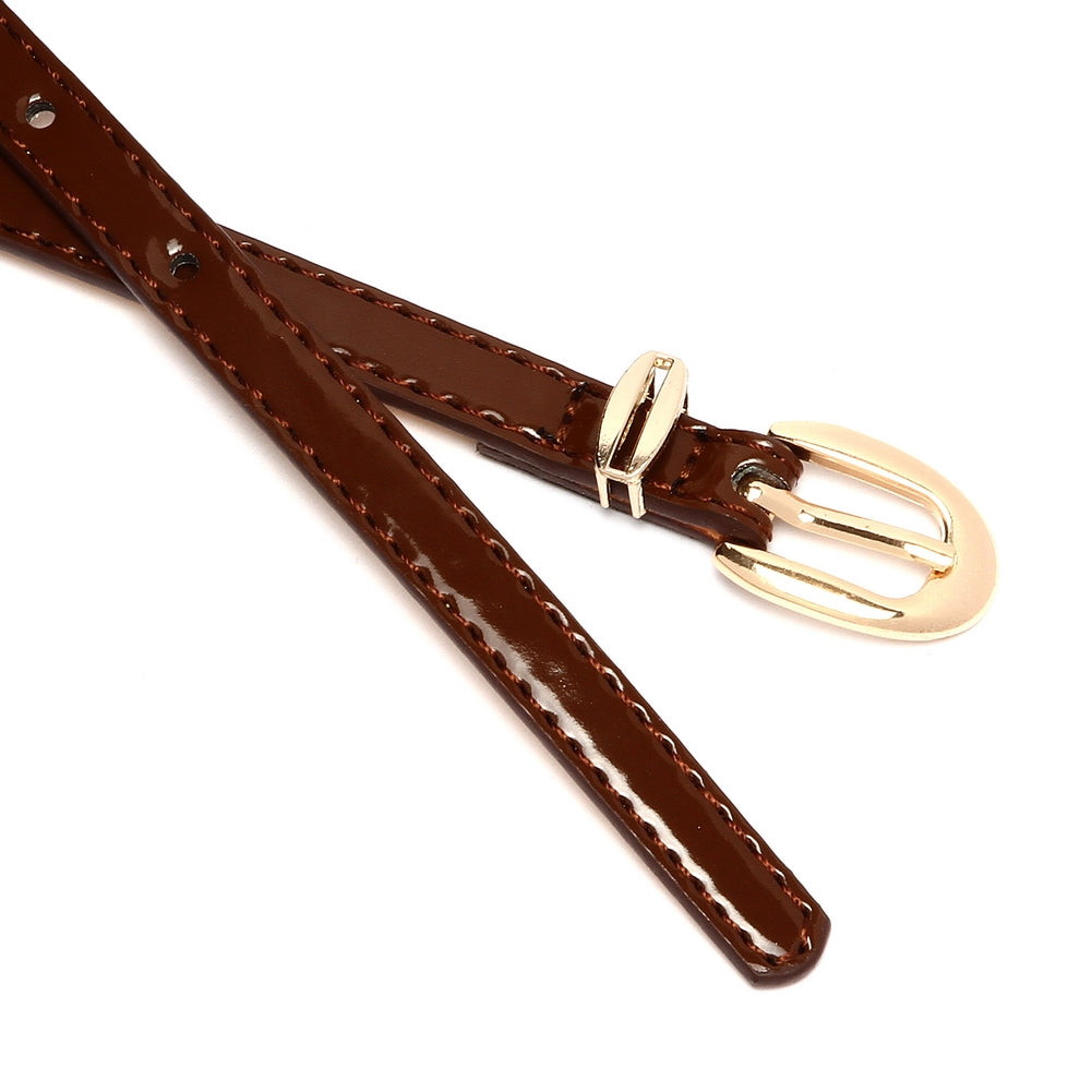 Women's Slim PU Leather Belt - Adjustable Fashion Waist Belt
