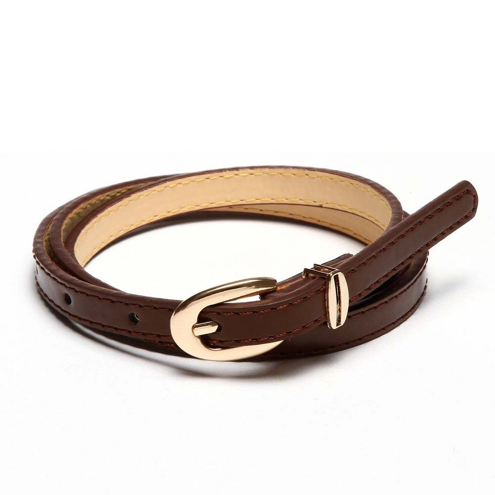 Women's Slim PU Leather Belt - Adjustable Fashion Waist Belt