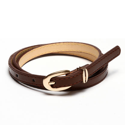 Women's Slim PU Leather Belt - Adjustable Fashion Waist Belt