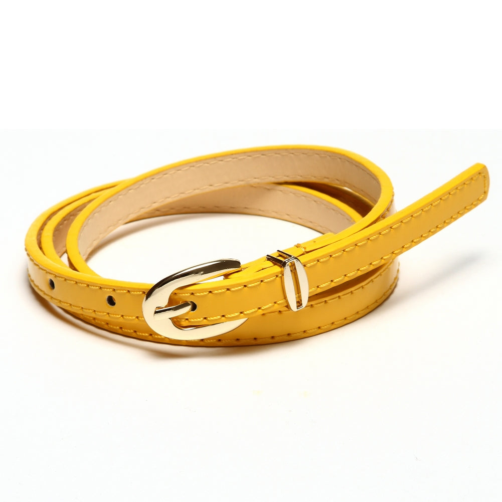 Women's Slim PU Leather Belt - Adjustable Fashion Waist Belt