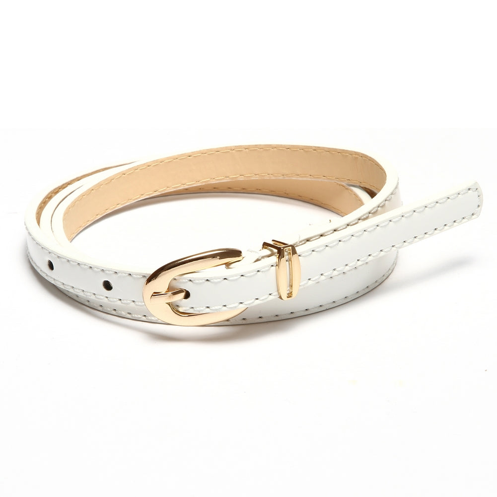 Women's Slim PU Leather Belt - Adjustable Fashion Waist Belt