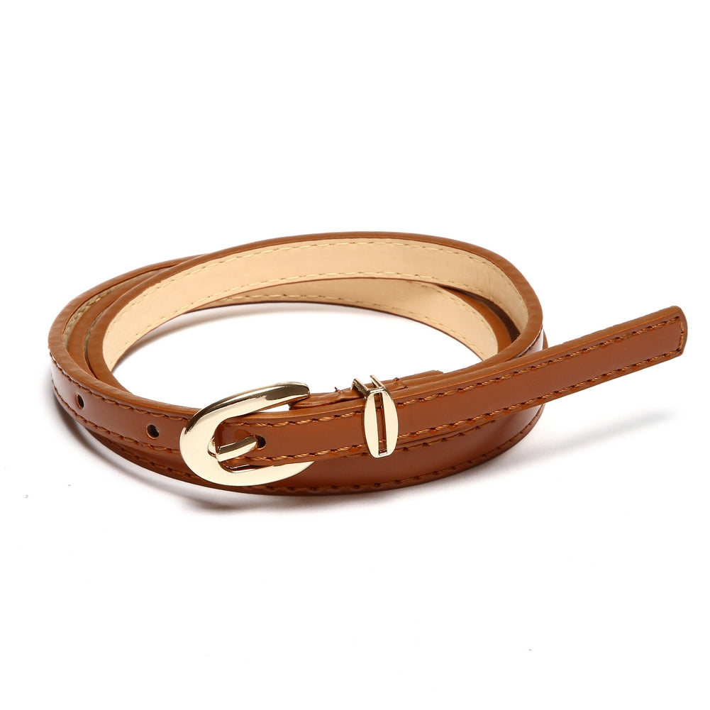 Women's Slim PU Leather Belt - Adjustable Fashion Waist Belt