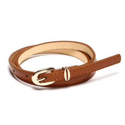 Women's Slim PU Leather Belt - Adjustable Fashion Waist Belt