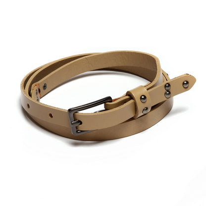 Women's Premium Leather Belt - Classic Metal Buckle for Daily Casual