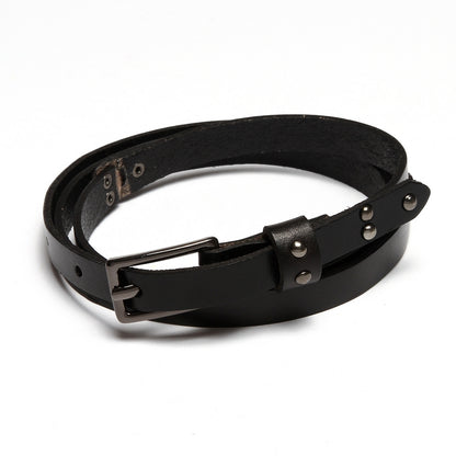 Women's Premium Leather Belt - Classic Metal Buckle for Daily Casual