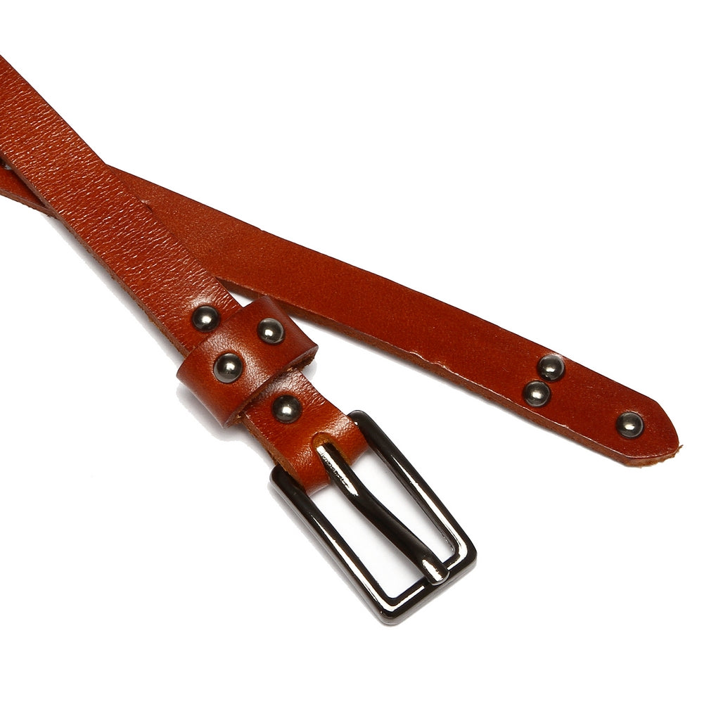 Women's Premium Leather Belt - Classic Metal Buckle for Daily Casual