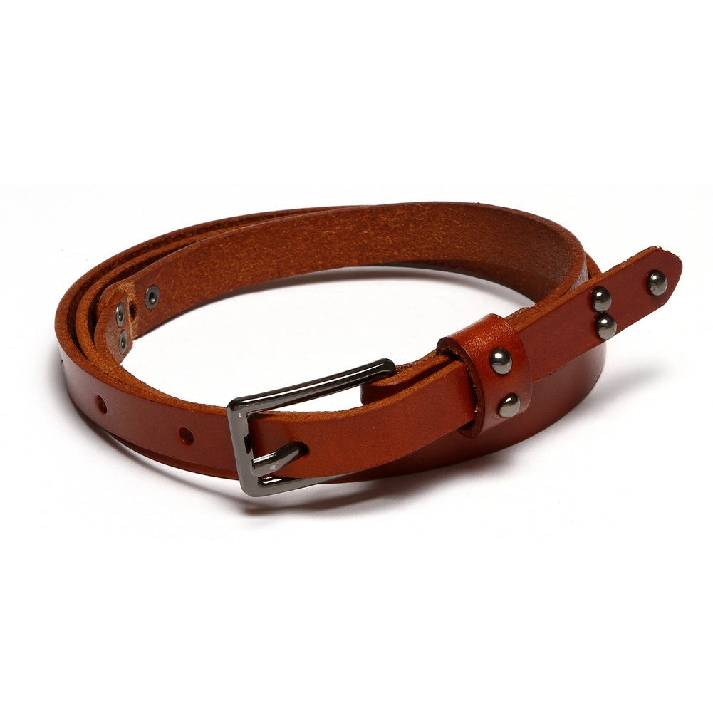 Women's Premium Leather Belt - Classic Metal Buckle for Daily Casual