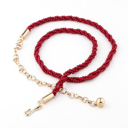 Beaded Rope Belt - Adjustable Waist Chain for Women