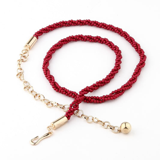 Beaded Rope Belt - Adjustable Waist Chain for Women