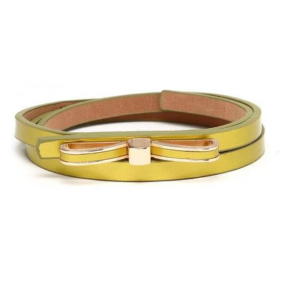 Women's Thin PU Leather Belt - Stylish Bowknot Buckle Waistband