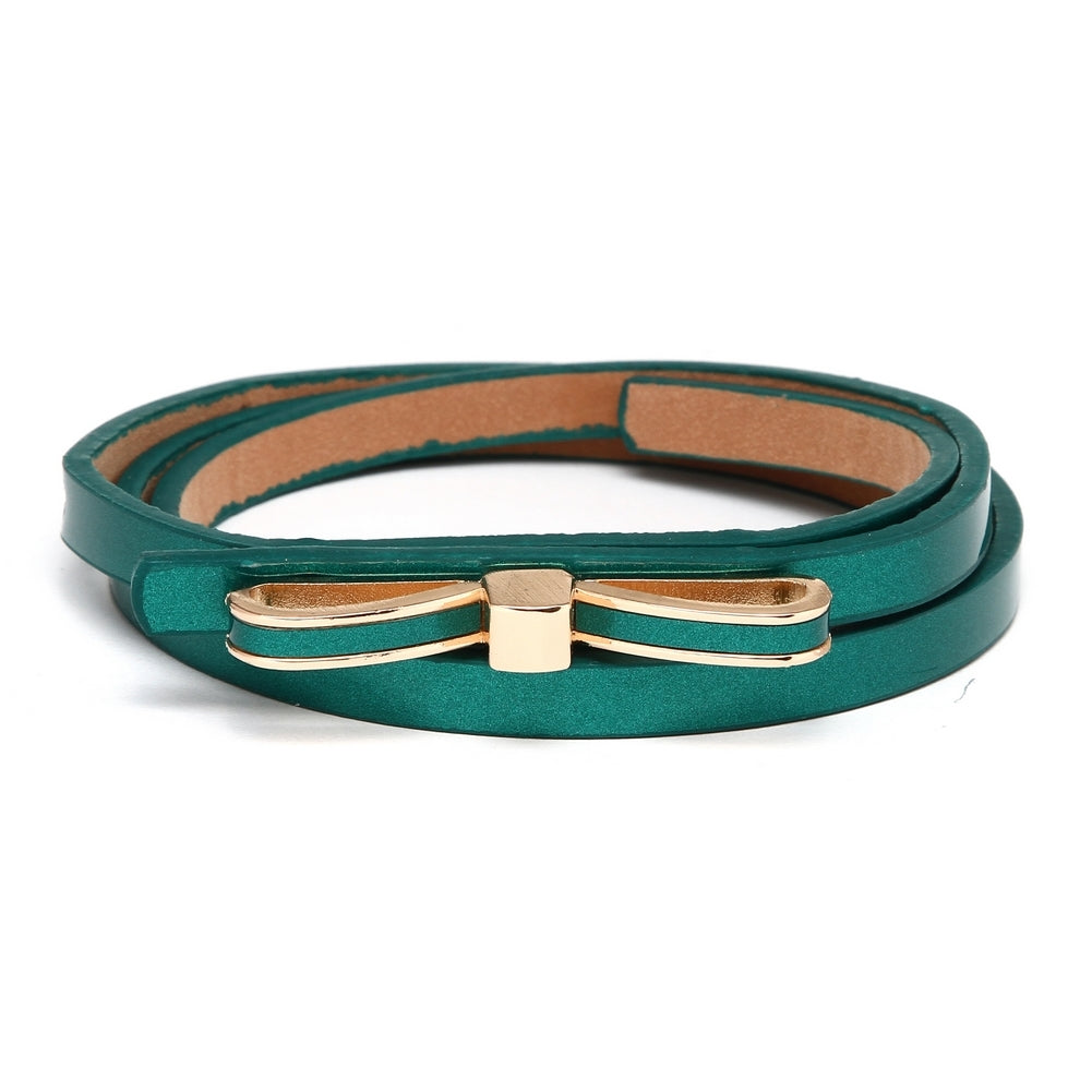 Women's Thin PU Leather Belt - Stylish Bowknot Buckle Waistband
