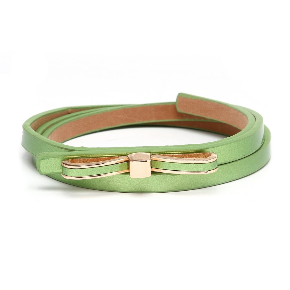 Women's Thin PU Leather Belt - Stylish Bowknot Buckle Waistband